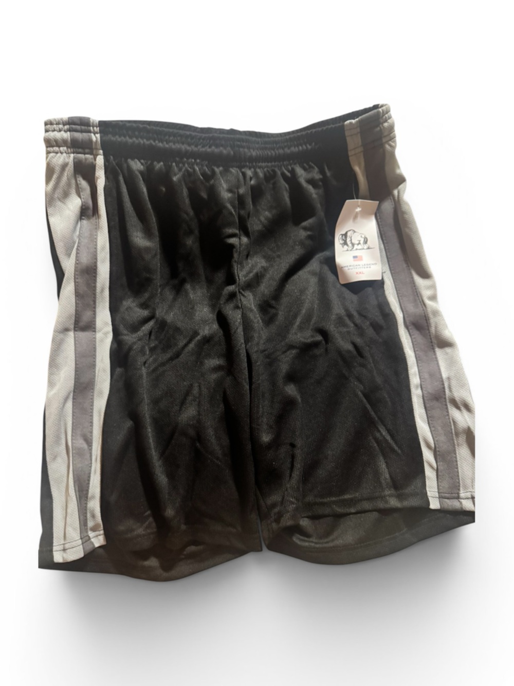 Men's Black Athletic Shorts with Light Gray Side Stripes